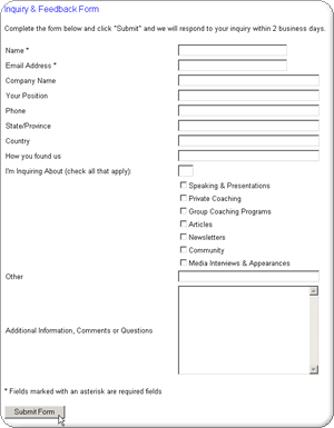 image shoring our interactive layout called the custom feedback form